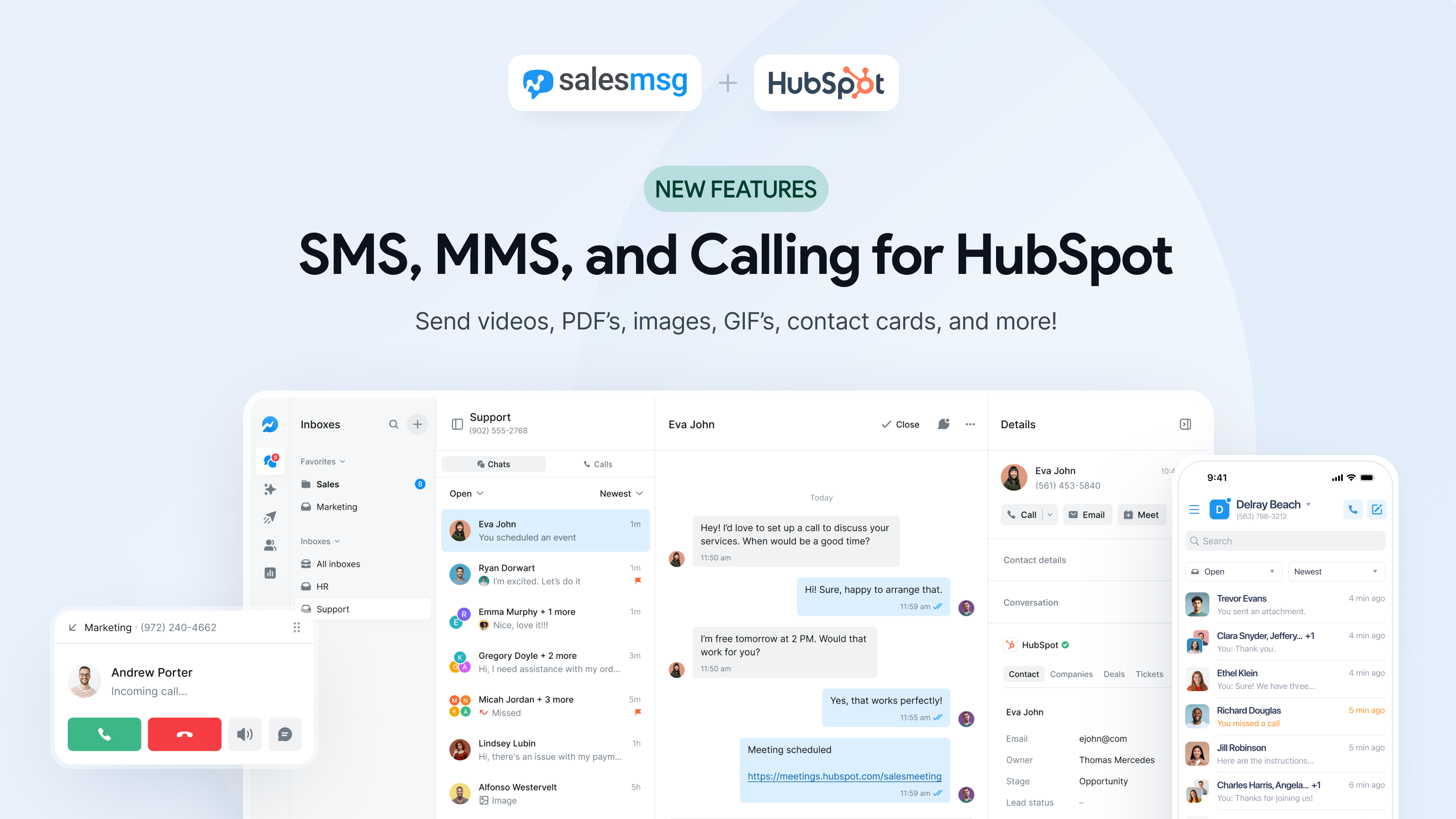 Simple SMS + MMS text messaging and calling for HubSpot.
