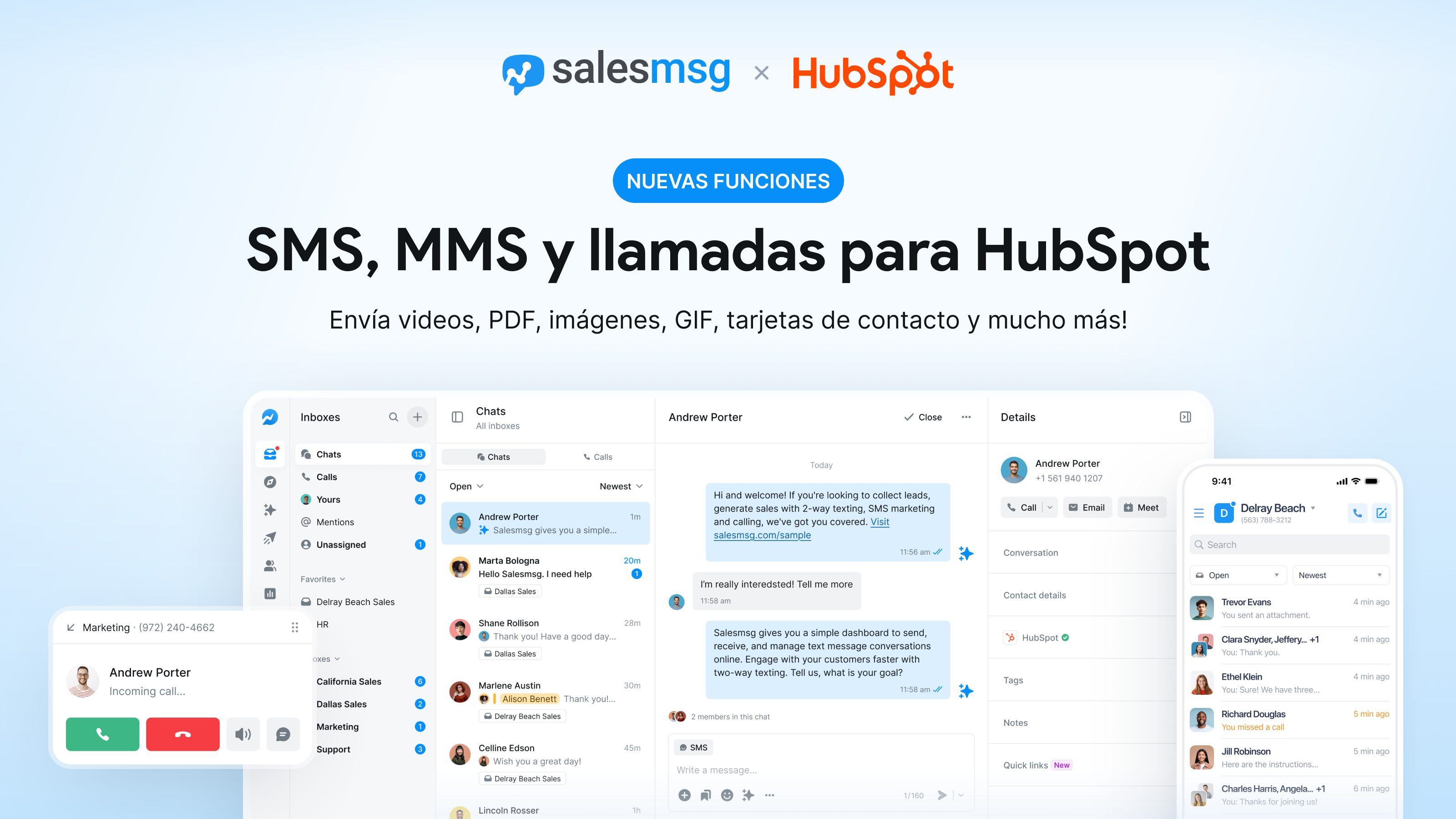 Simple SMS + MMS text messaging and calling for HubSpot.