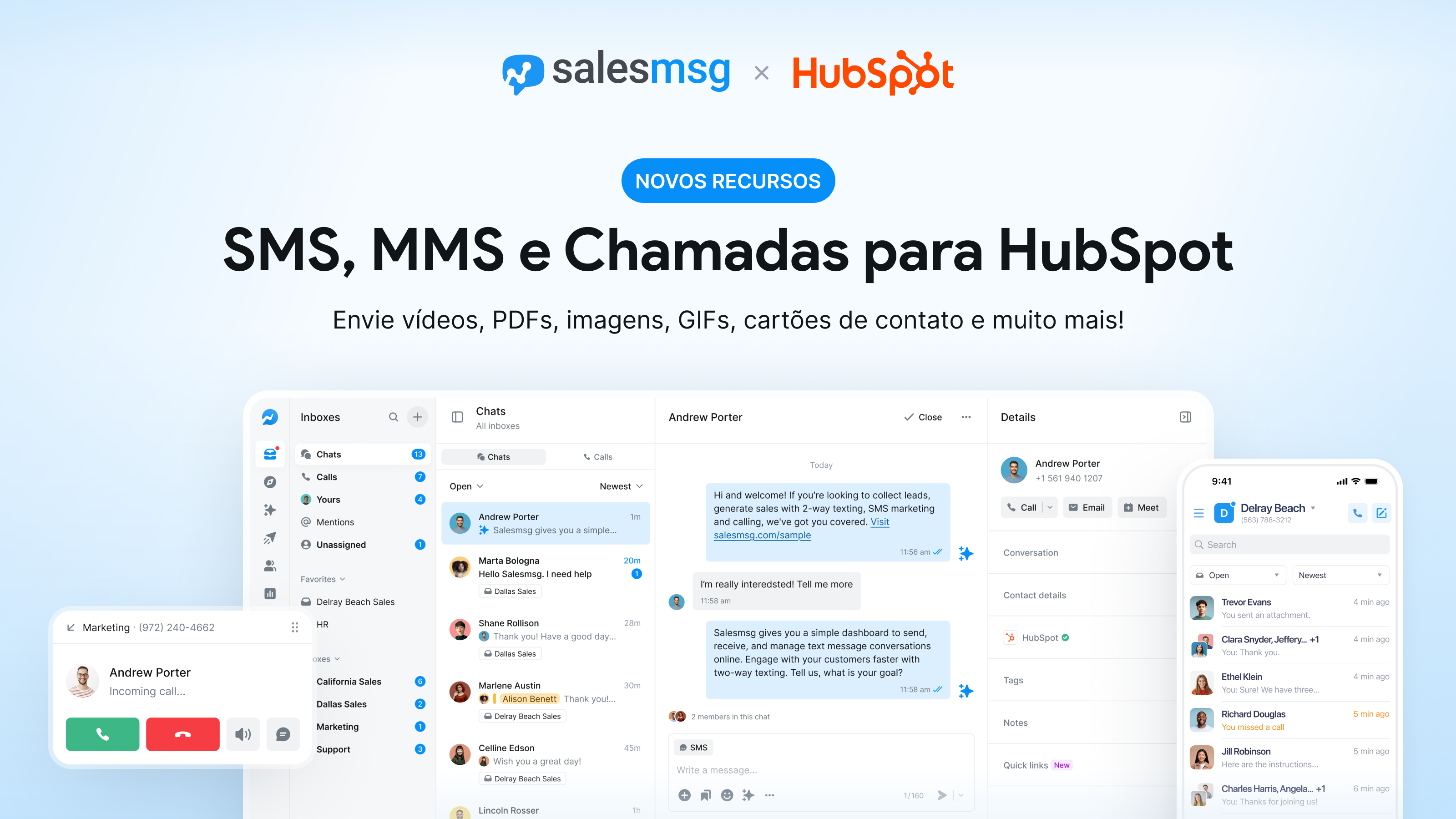 Simple SMS + MMS text messaging and calling for HubSpot.