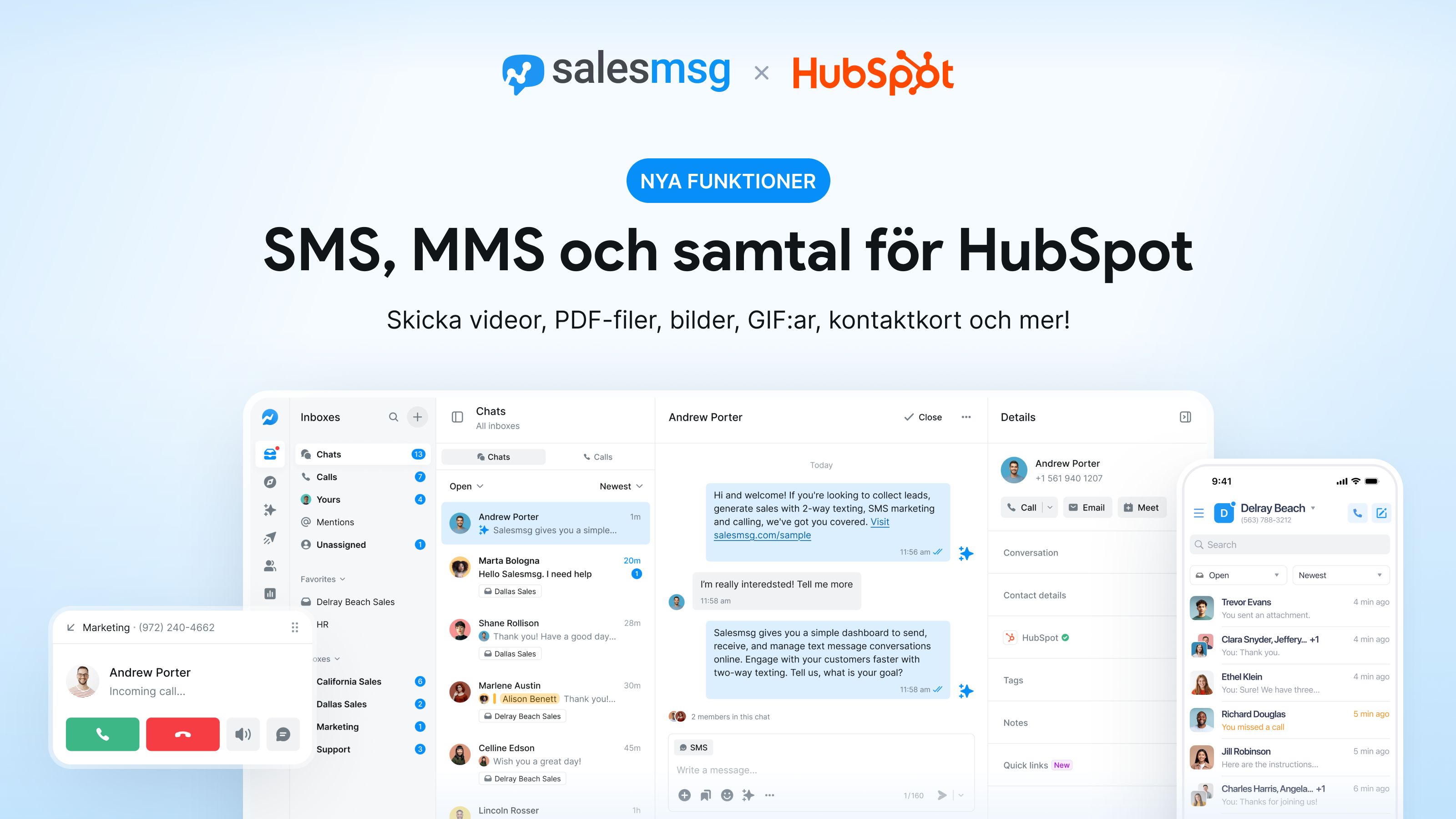 Simple SMS + MMS text messaging and calling for HubSpot.