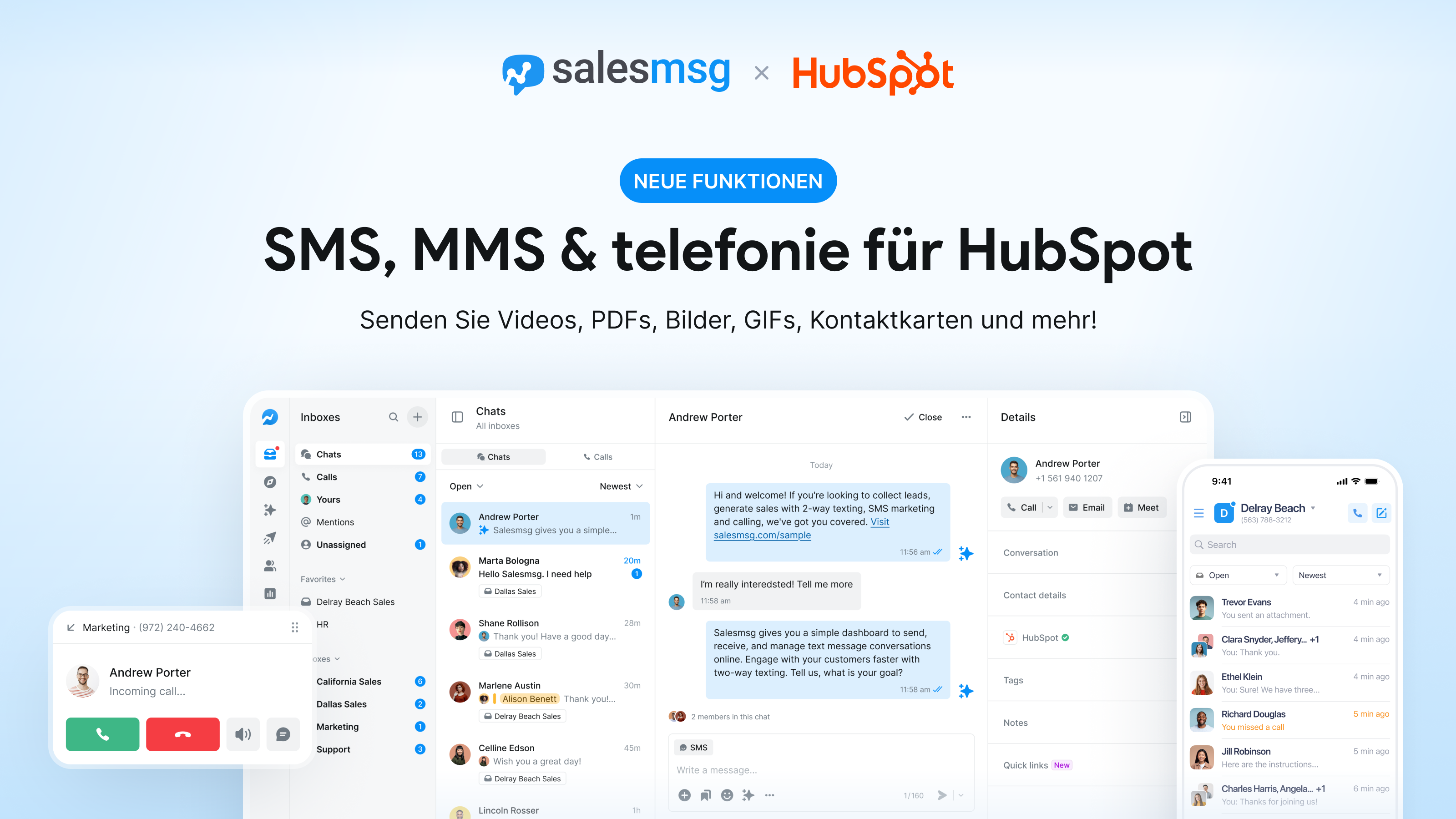 Simple SMS + MMS text messaging and calling for HubSpot.