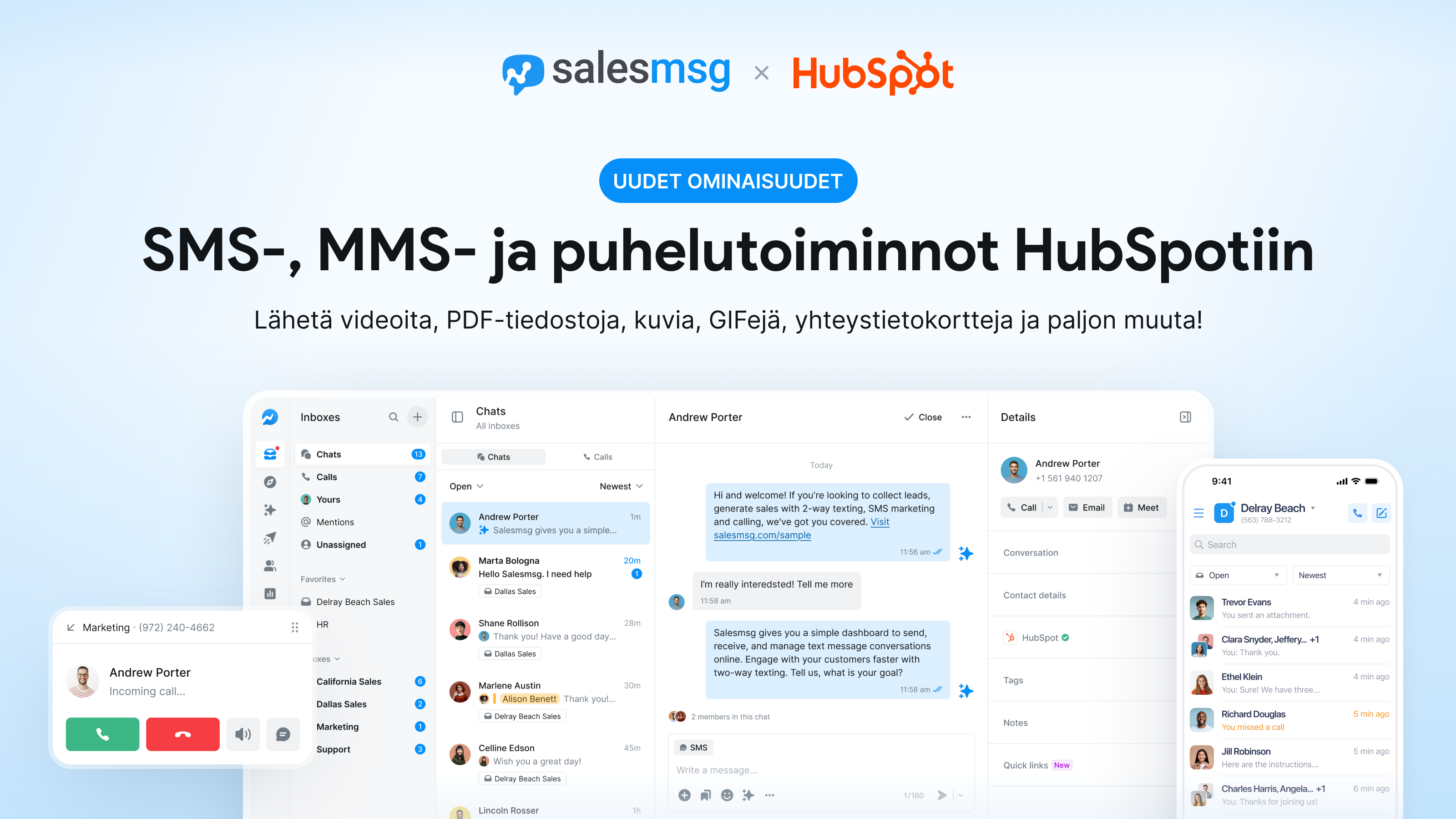 Simple SMS + MMS text messaging and calling for HubSpot.