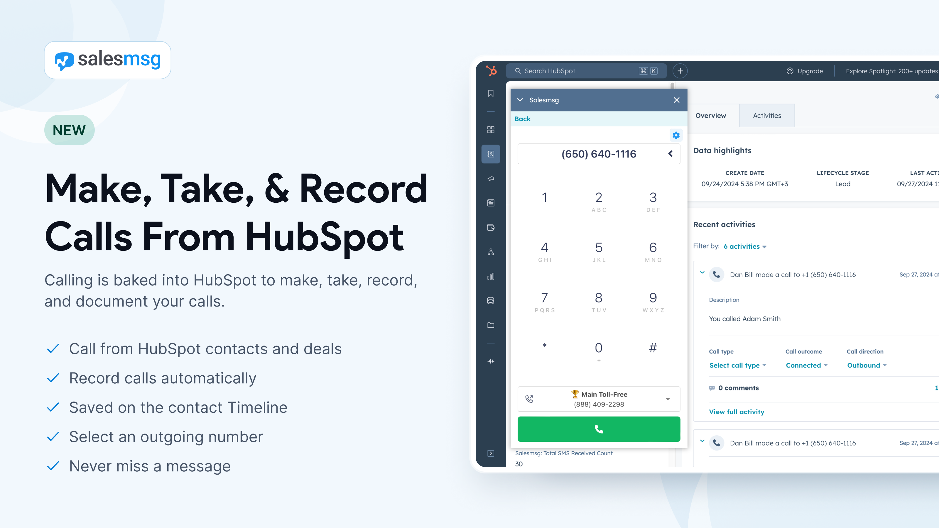 Built In Calling Inside HubSpot